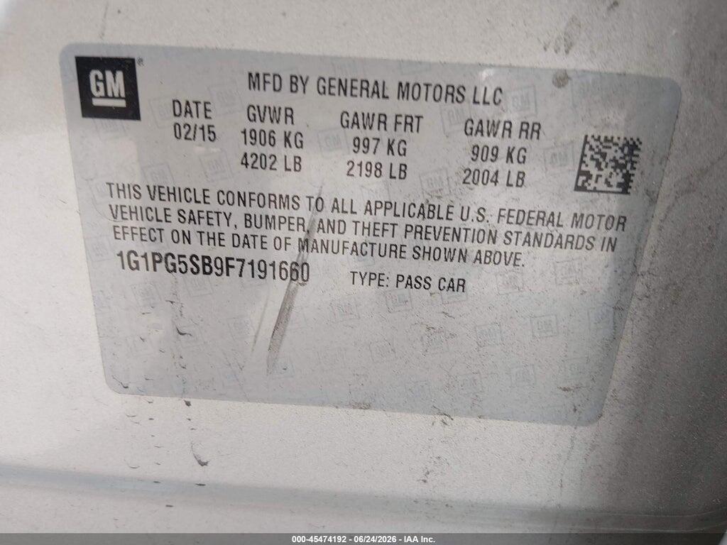1G1PG5SB9F7191660 2015 CHEVROLET CRUZE photo no. 9