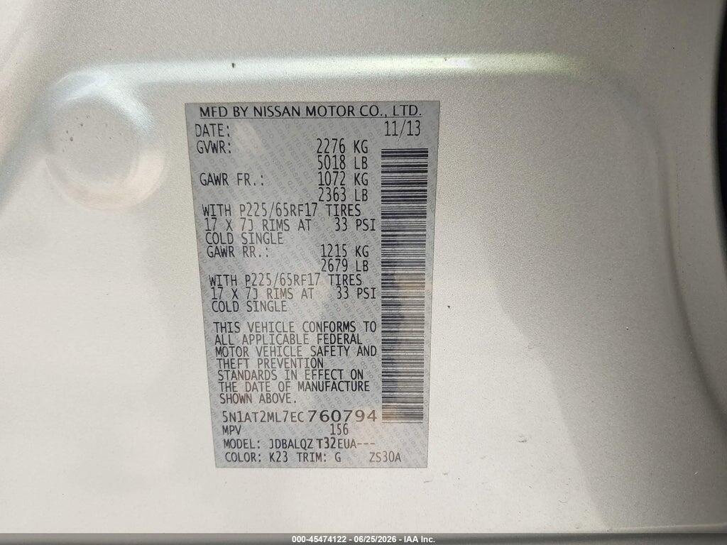 5N1AT2ML7EC760794 2014 NISSAN ROGUE photo no. 9