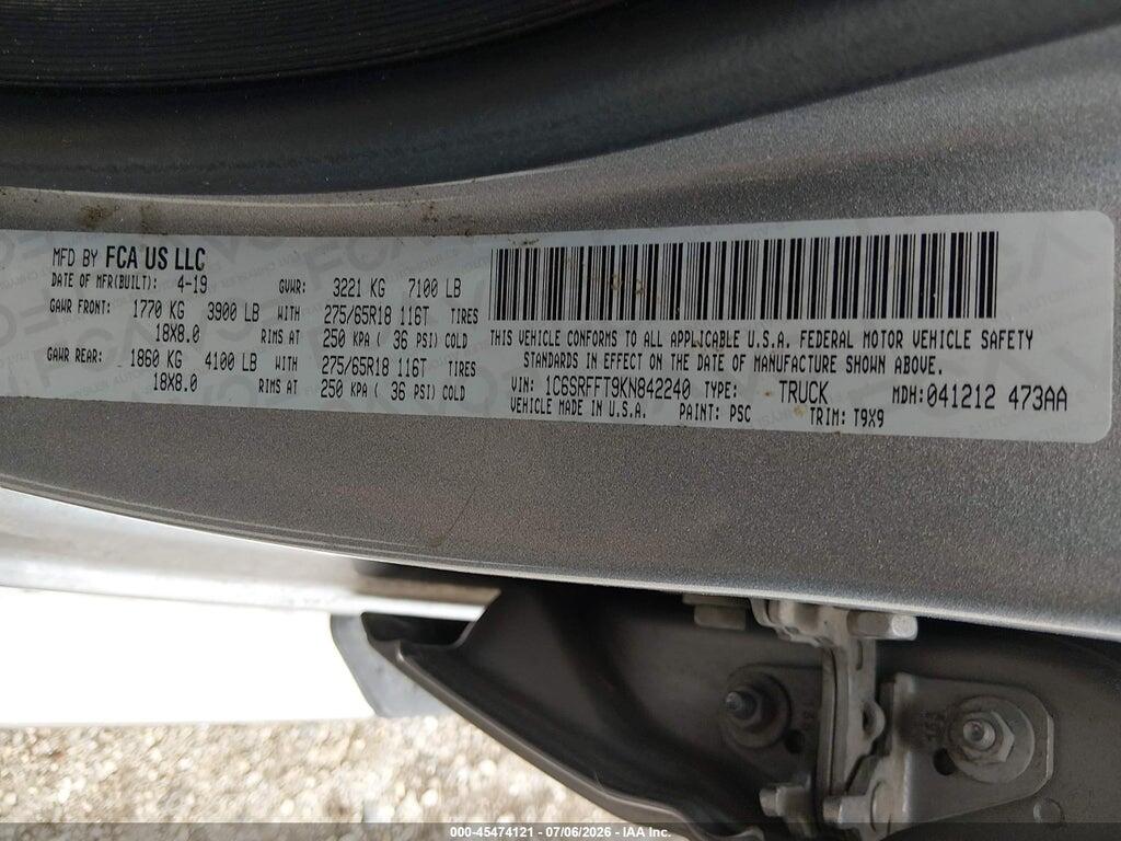 1C6SRFFT9KN842240 2019 RAM 1500 photo no. 9