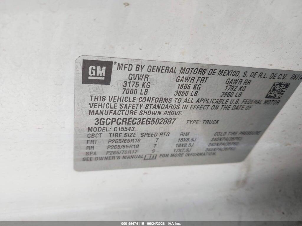3GCPCREC3EG502887 2014 CHEVROLET SILVERADO 1500 photo no. 9