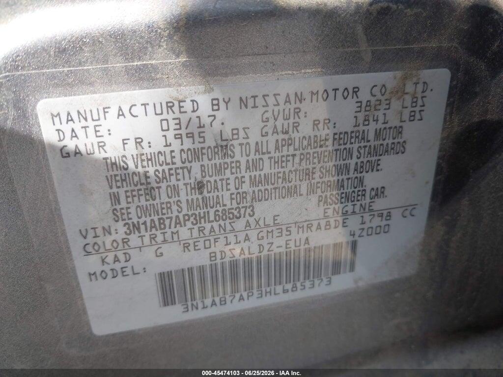 3N1AB7AP3HL685373 2017 NISSAN SENTRA photo no. 9