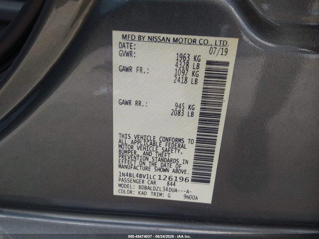 1N4BL4BV1LC126196 2020 NISSAN ALTIMA photo no. 9