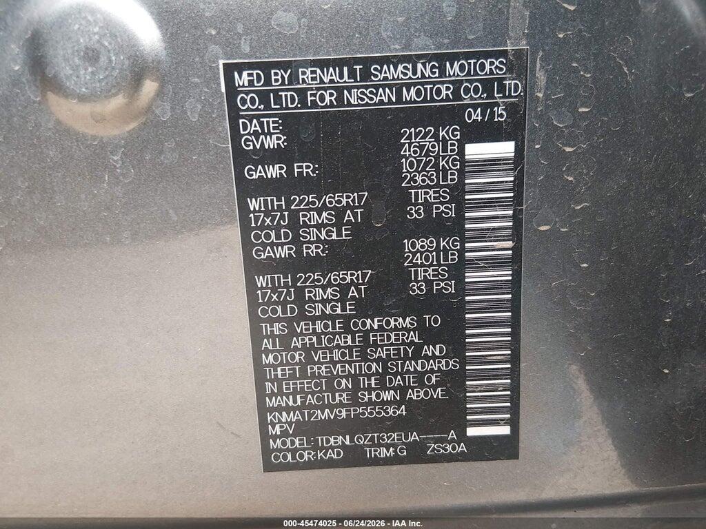 KNMAT2MV9FP555364 2015 NISSAN ROGUE photo no. 9