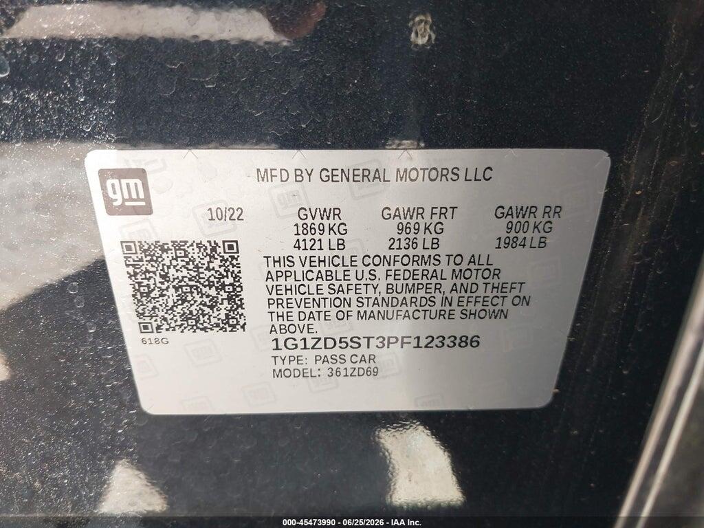 1G1ZD5ST3PF123386 2023 CHEVROLET MALIBU photo no. 9