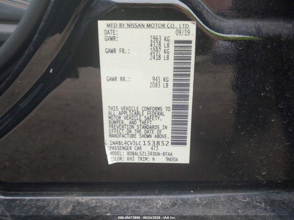 1N4BL4CV3LC153852 2020 NISSAN ALTIMA photo no. 9