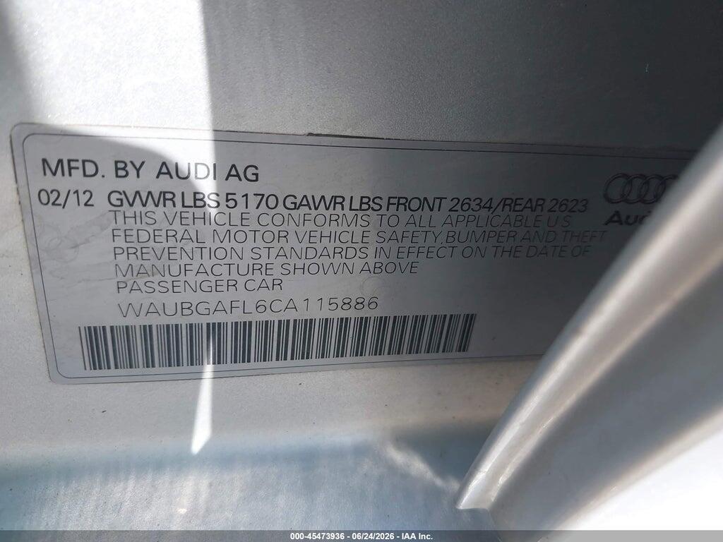 WAUBGAFL6CA115886 2012 AUDI S4 photo no. 9