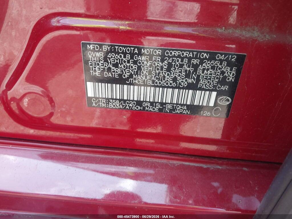 JTHCE1BL0D5006139 2013 LEXUS GS 350 photo no. 9