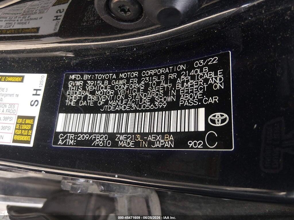 JTDEAMDE3NJ056399 2022 TOYOTA COROLLA photo no. 9