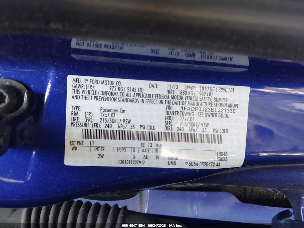 1FADP3J23EL221330 2014 FORD FOCUS photo no. 9