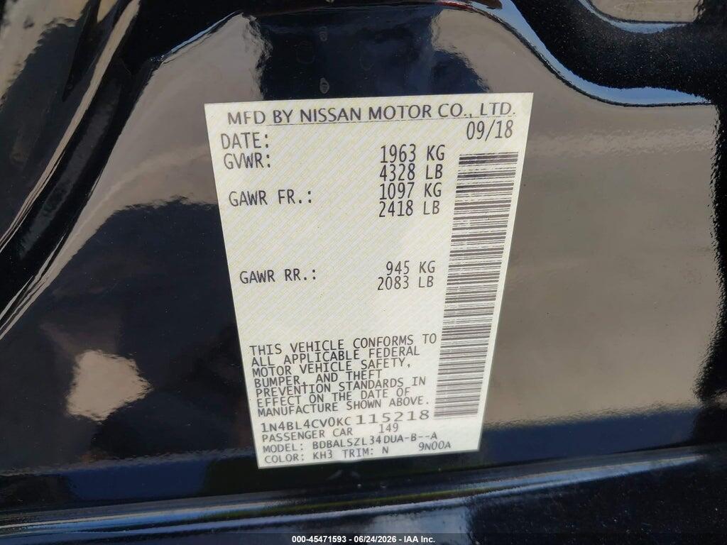 1N4BL4CV0KC115218 2019 NISSAN ALTIMA photo no. 9