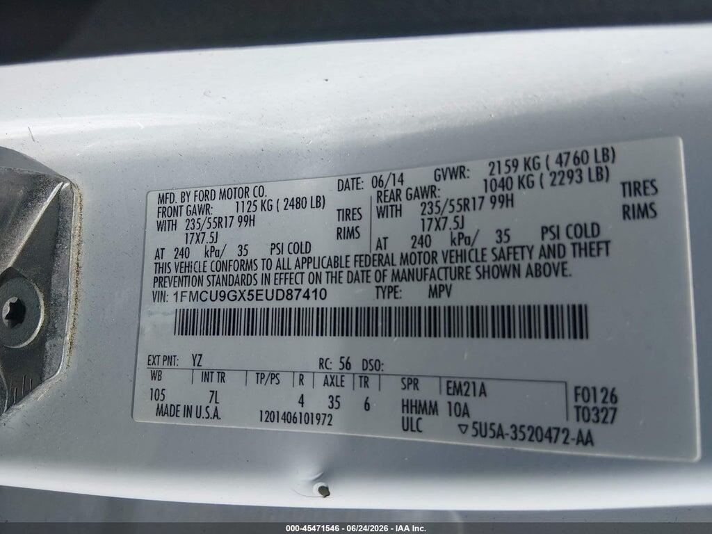 1FMCU9GX5EUD87410 2014 FORD ESCAPE photo no. 9