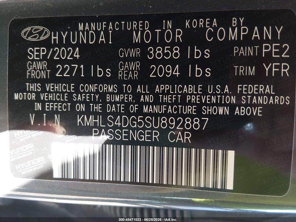 KMHLS4DG5SU892887 2025 HYUNDAI ELANTRA photo no. 9
