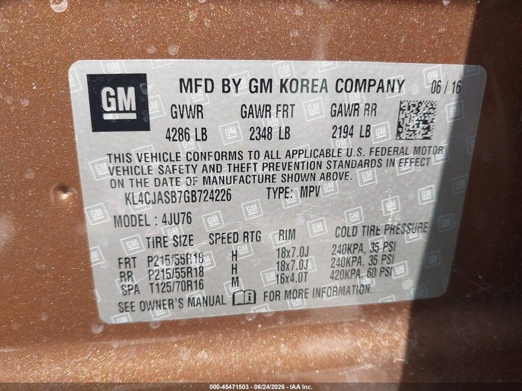 KL4CJASB7GB724226 2016 BUICK ENCORE photo no. 9