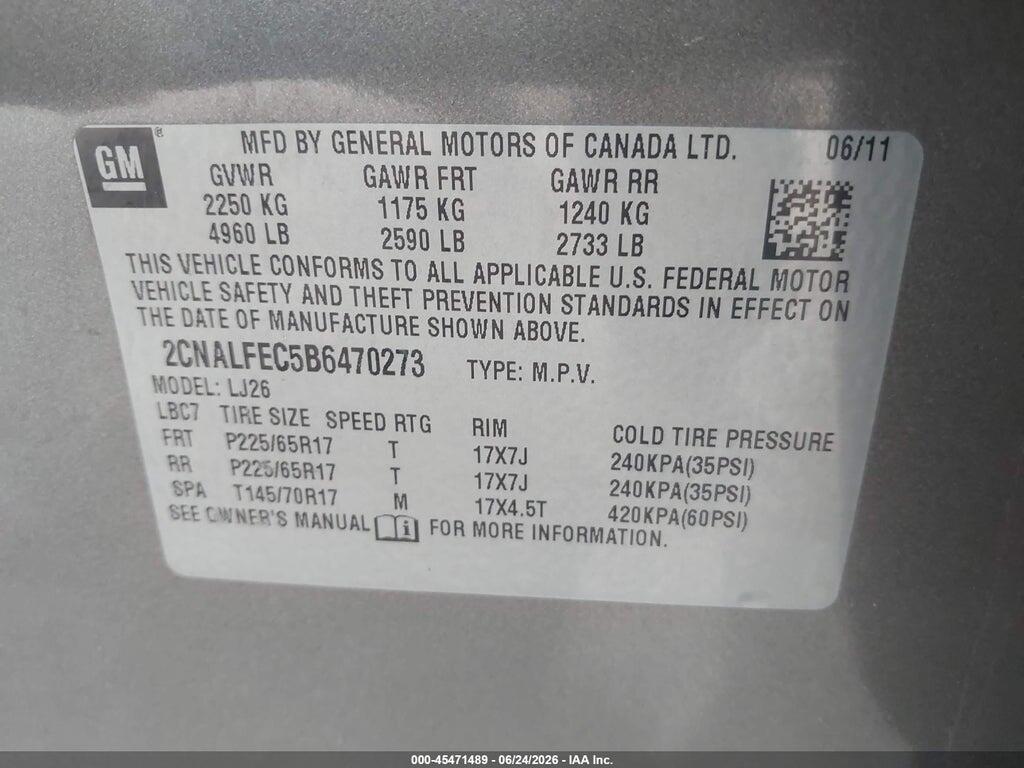 2CNALFEC5B6470273 2011 CHEVROLET EQUINOX photo no. 9