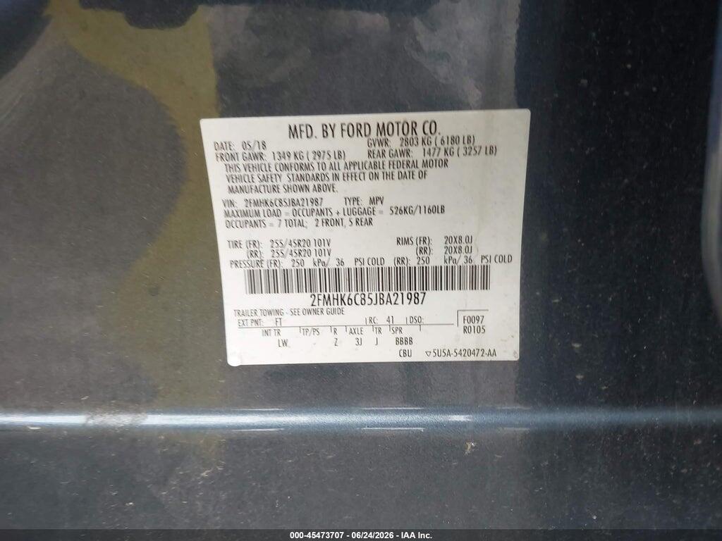 2FMHK6C85JBA21987 2018 FORD FLEX photo no. 9