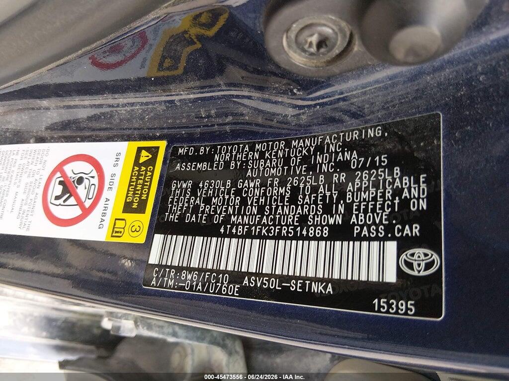 4T4BF1FK3FR514868 2015 TOYOTA CAMRY photo no. 9