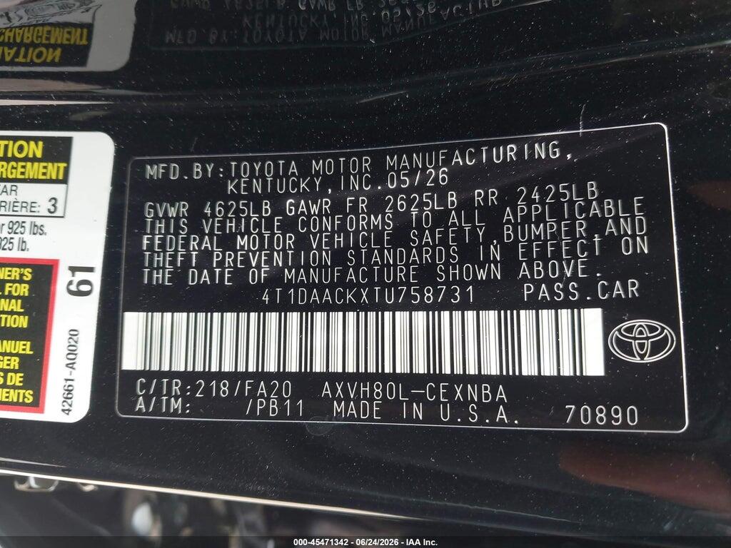 4T1DAACKXTU758731 2026 TOYOTA CAMRY photo no. 9