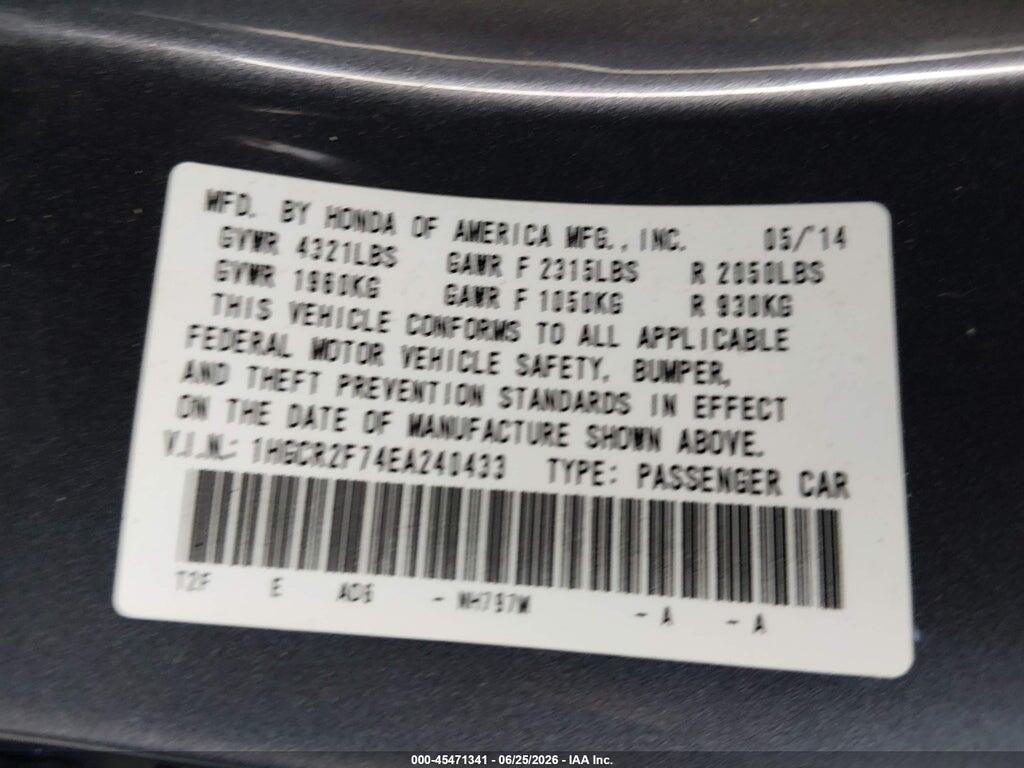 1HGCR2F74EA240433 2014 HONDA ACCORD photo no. 9