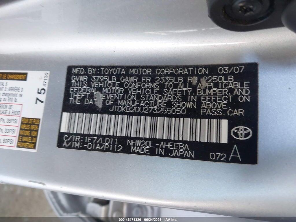 JTDKB20U273255050 2007 TOYOTA PRIUS photo no. 9