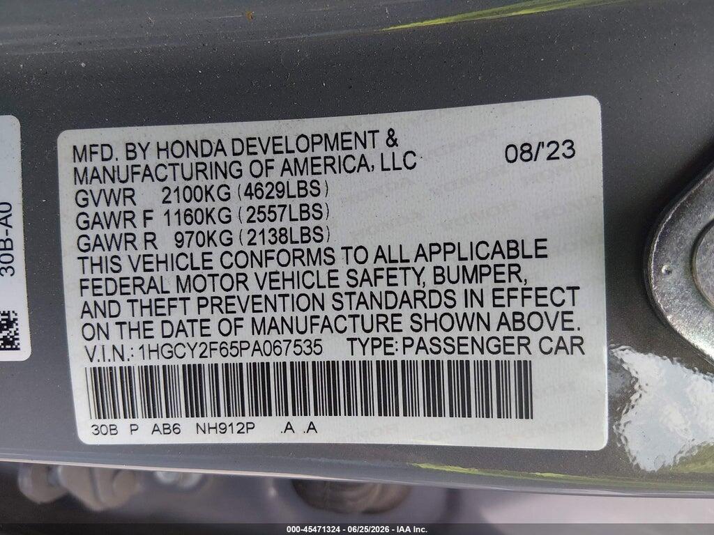1HGCY2F65PA067535 2023 HONDA ACCORD HYBRID photo no. 9