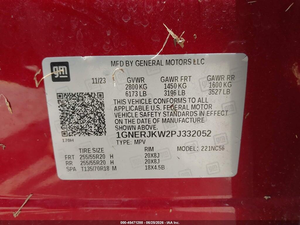 1GNERJKW2PJ332052 2023 CHEVROLET TRAVERSE photo no. 9