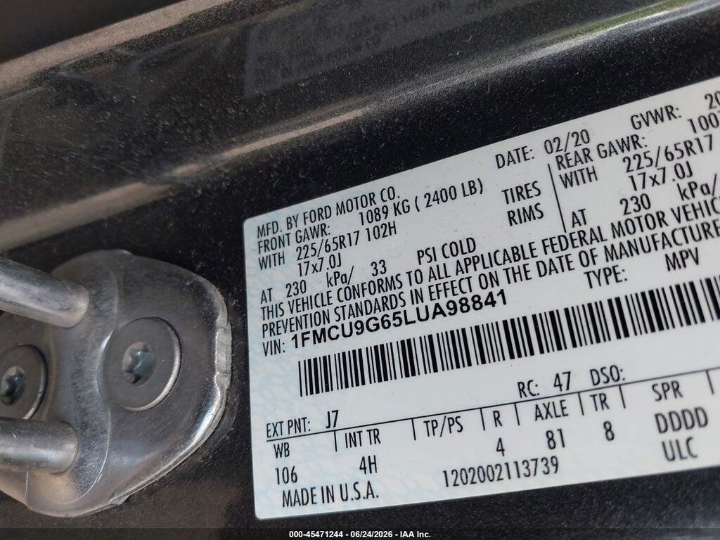 1FMCU9G65LUA98841 2020 FORD ESCAPE photo no. 9