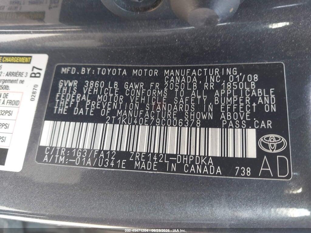 2T1KU40E79C006378 2009 TOYOTA MATRIX photo no. 9