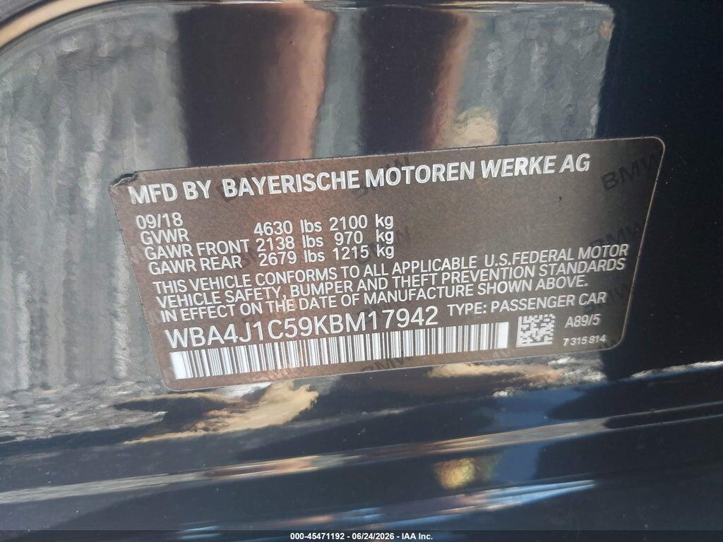 WBA4J1C59KBM17942 2019 BMW 430I GRAN COUPE photo no. 9