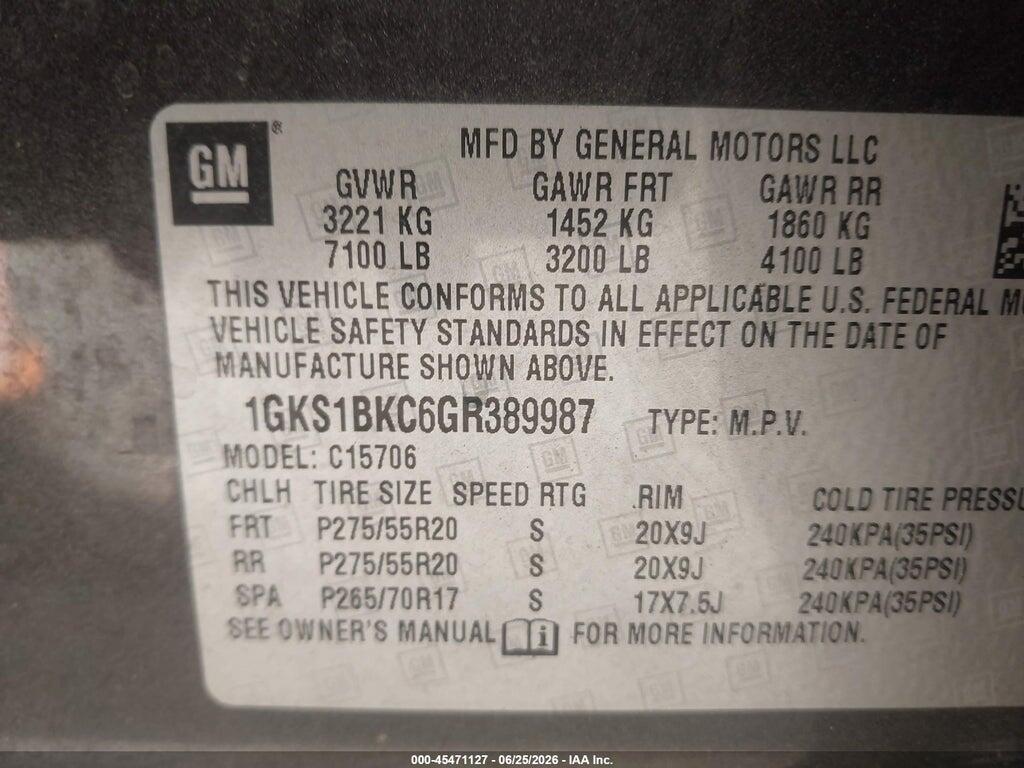 1GKS1BKC6GR389987 2016 GMC YUKON photo no. 9