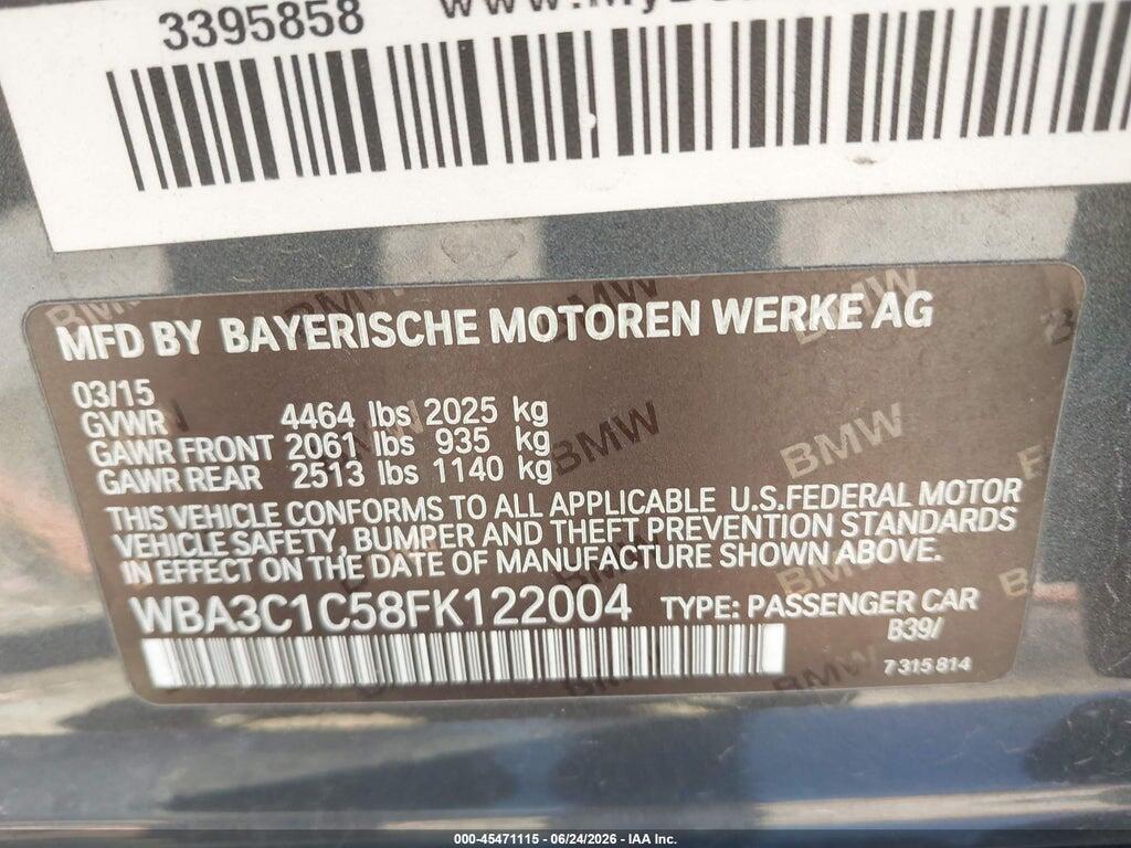 WBA3C1C58FK122004 2015 BMW 328I photo no. 9