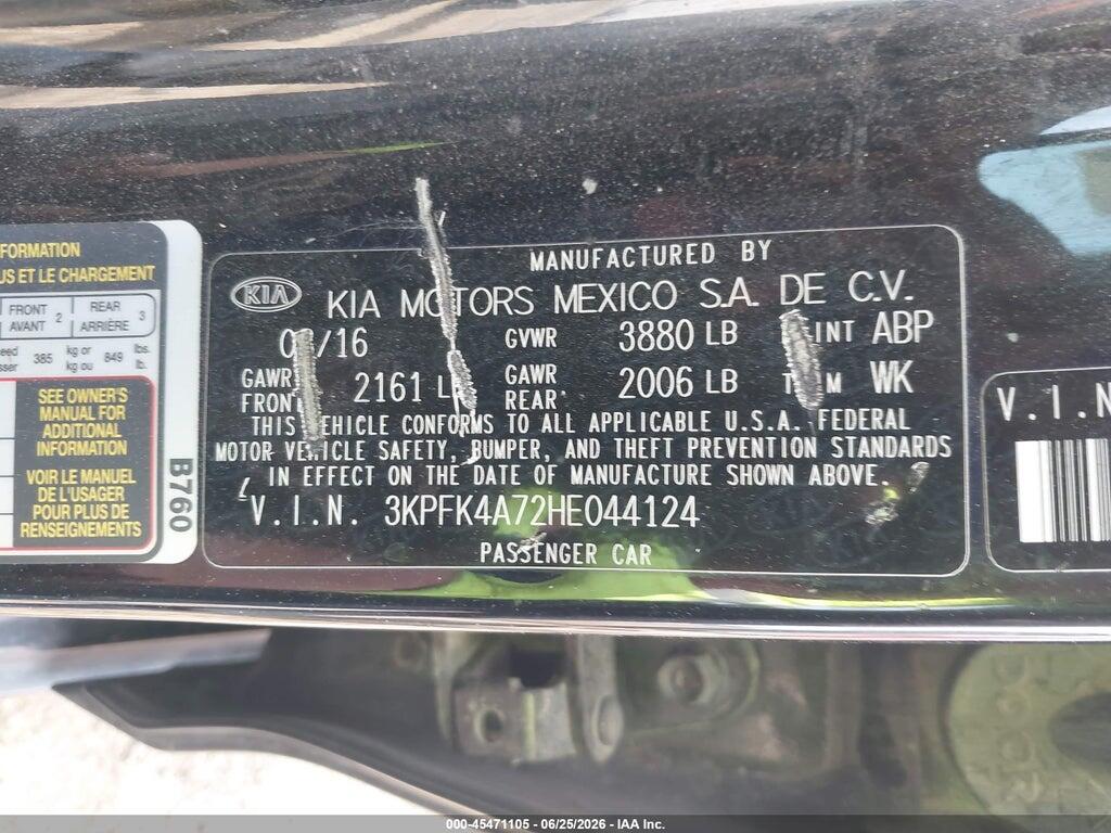 3KPFK4A72HE044124 2017 KIA FORTE photo no. 9