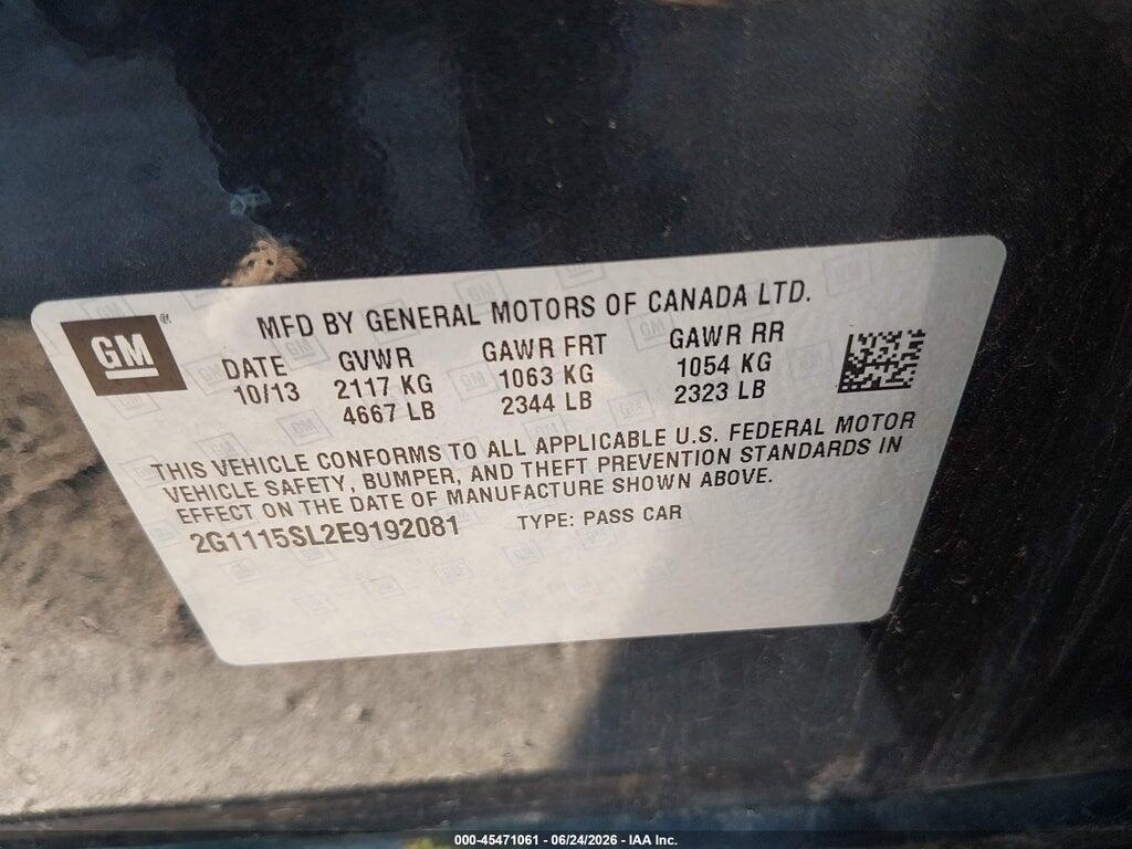 2G1115SL2E9192081 2014 CHEVROLET IMPALA photo no. 9