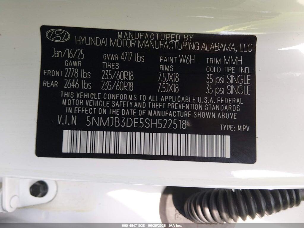 5NMJB3DE5SH522518 2025 HYUNDAI TUCSON photo no. 9