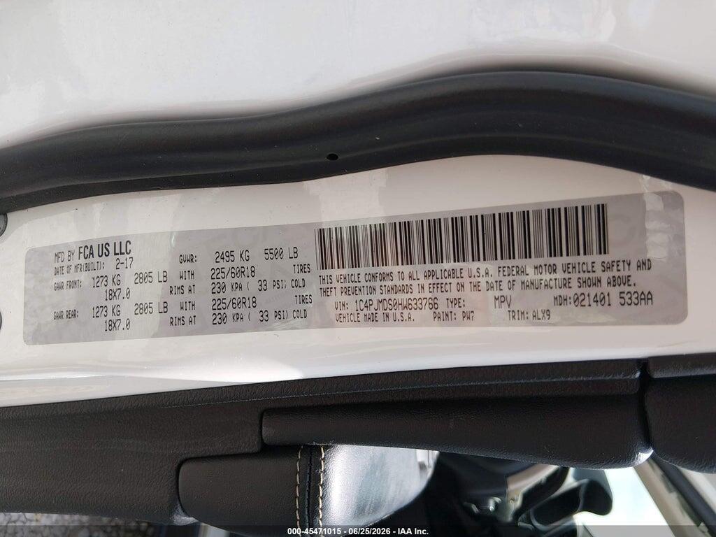 1C4PJMDS0HW633766 2017 JEEP CHEROKEE photo no. 9