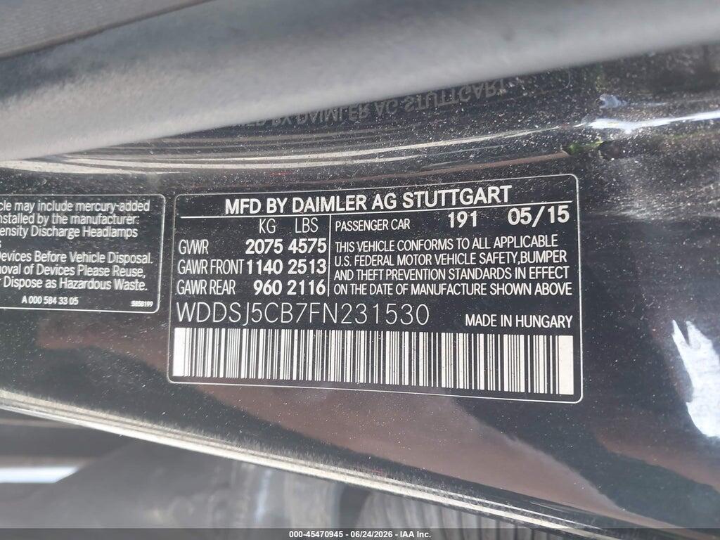 WDDSJ5CB7FN231530 2015 MERCEDES-BENZ CLA 45 AMG photo no. 9