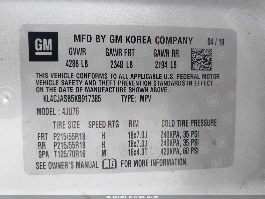 KL4CJASB5KB917385 2019 BUICK ENCORE photo no. 9