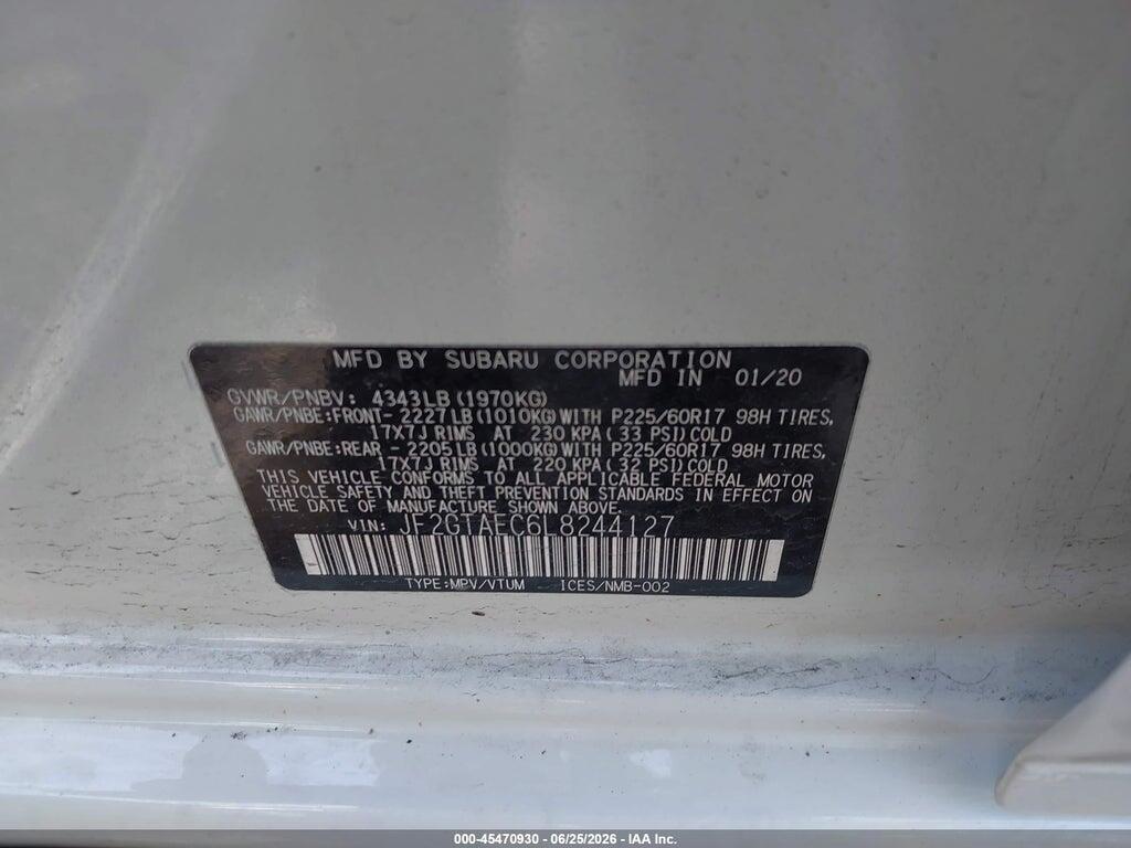 JF2GTAEC6L8244127 2020 SUBARU CROSSTREK photo no. 9