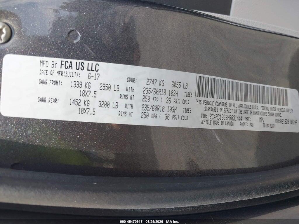 2C4RC1BG3HR831444 2017 CHRYSLER PACIFICA photo no. 9