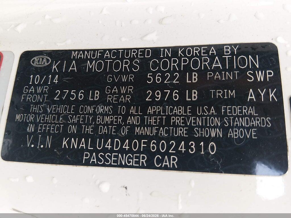 KNALU4D40F6024310 2015 KIA K900 photo no. 9