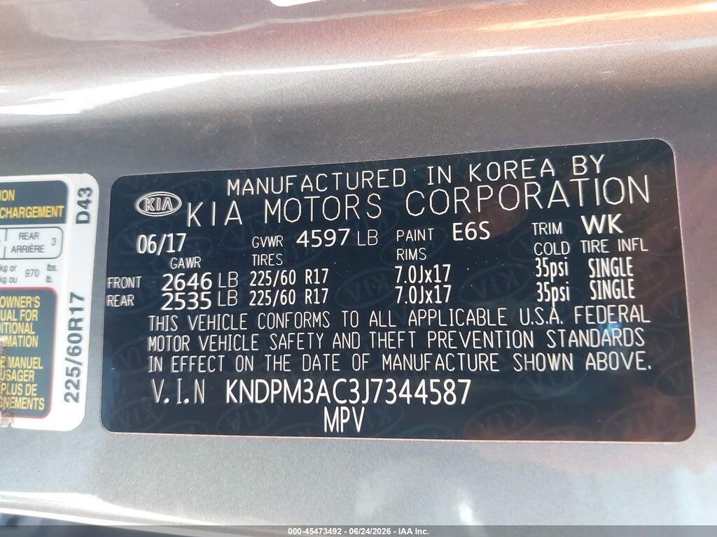 KNDPM3AC3J7344587 2018 KIA SPORTAGE photo no. 9