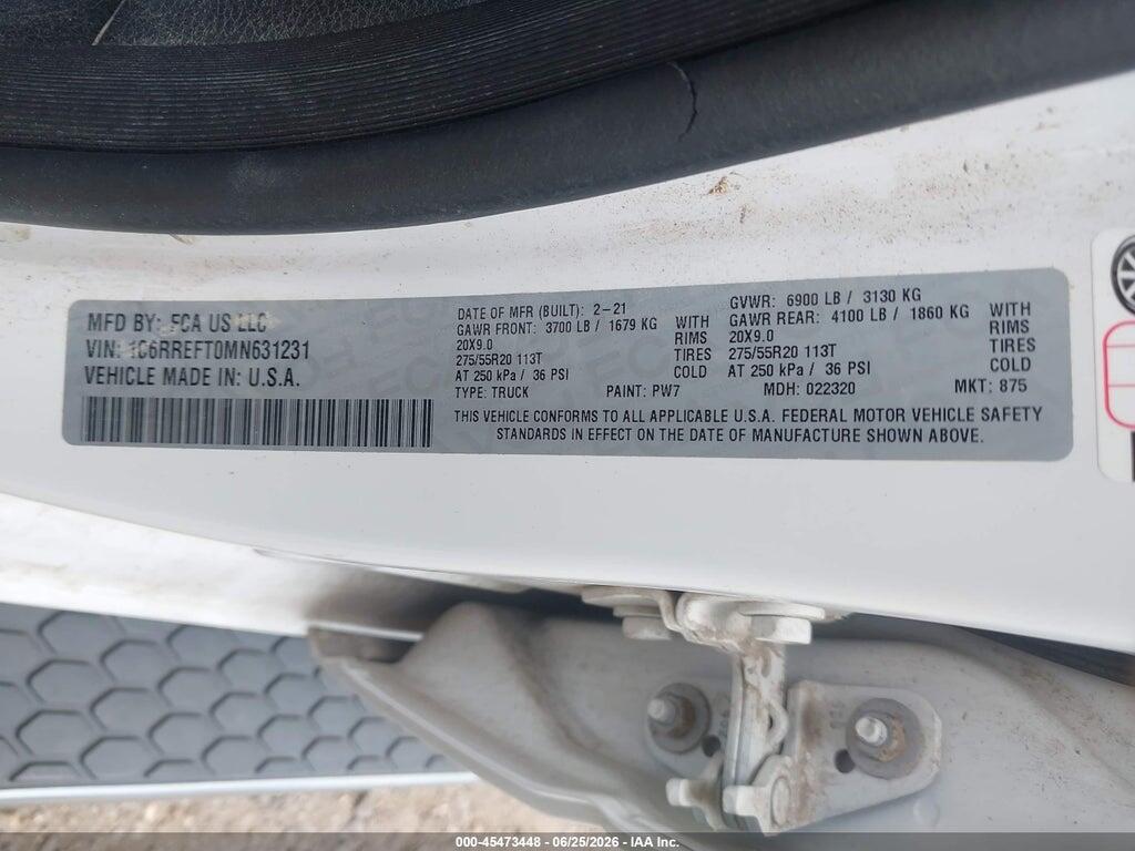 1C6RREFT0MN631231 2021 RAM 1500 photo no. 9