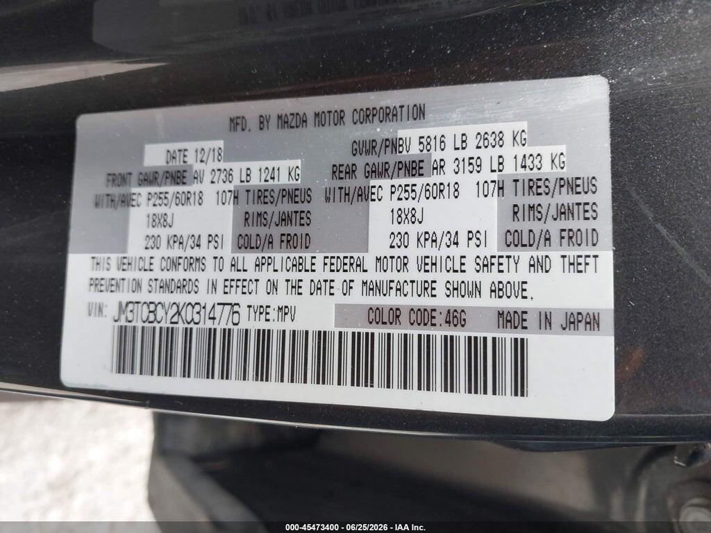 JM3TCBCY2K0314776 2019 MAZDA CX-9 photo no. 9