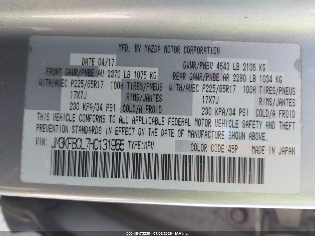 JM3KFBCL7H0131955 2017 MAZDA CX-5 photo no. 9