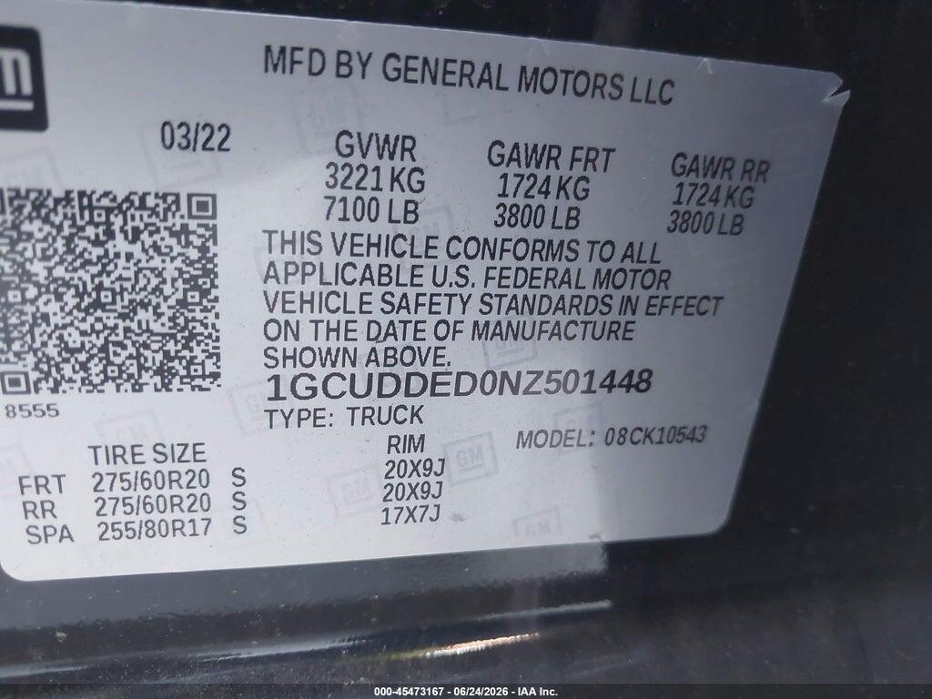 1GCUDDED0NZ501448 2022 CHEVROLET SILVERADO 1500 photo no. 9
