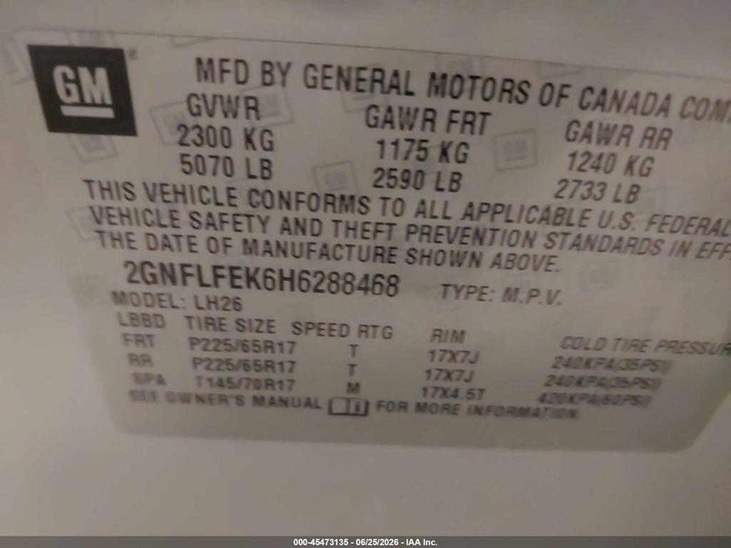 2GNFLFEK6H6288468 2017 CHEVROLET EQUINOX photo no. 9