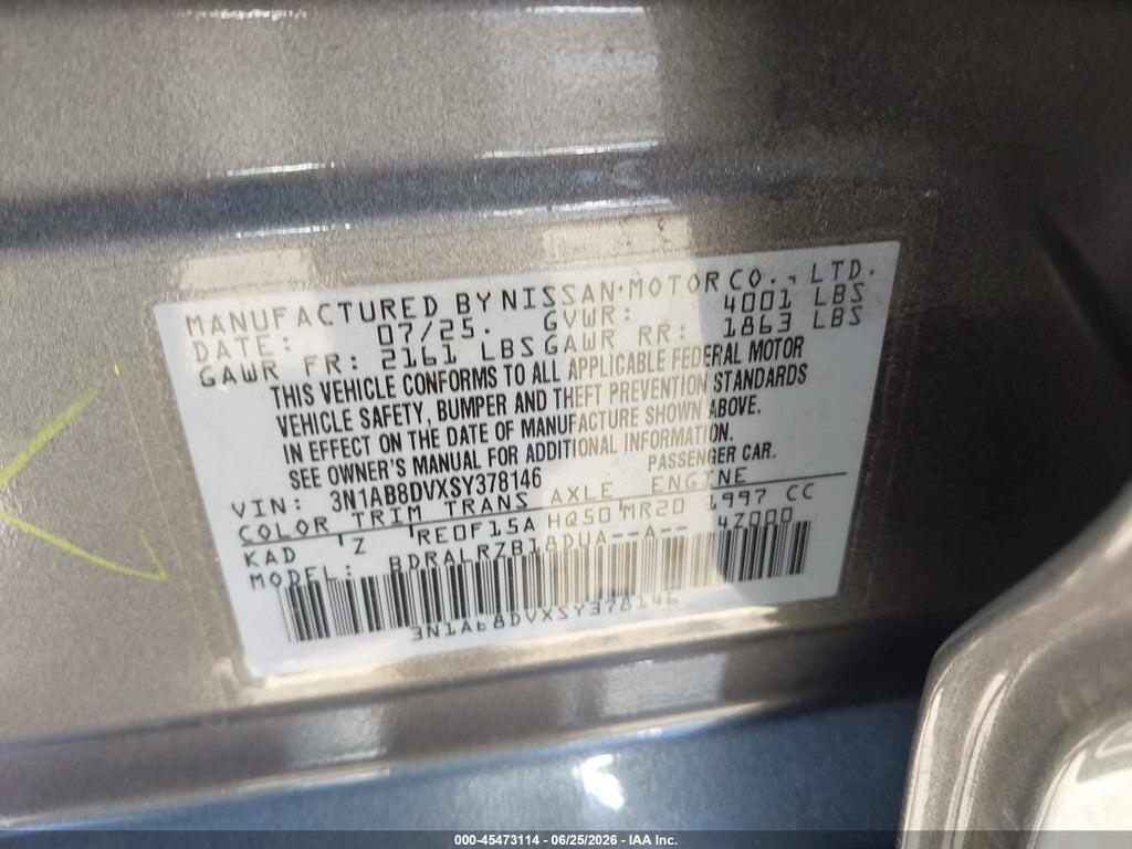 3N1AB8DVXSY378146 2025 NISSAN SENTRA photo no. 9
