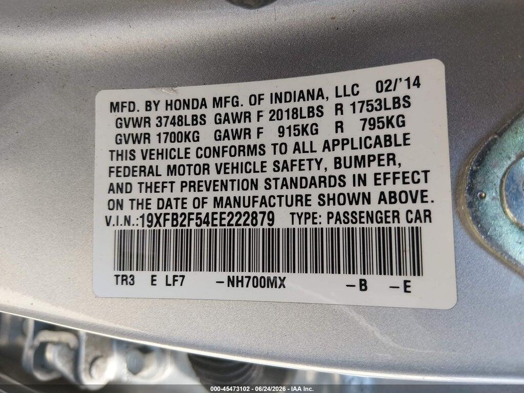 19XFB2F54EE222879 2014 HONDA CIVIC photo no. 9