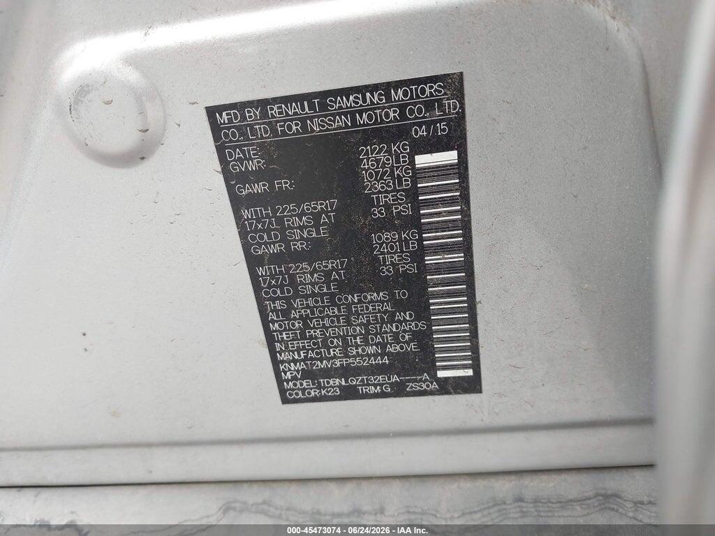 KNMAT2MV3FP552444 2015 NISSAN ROGUE photo no. 9
