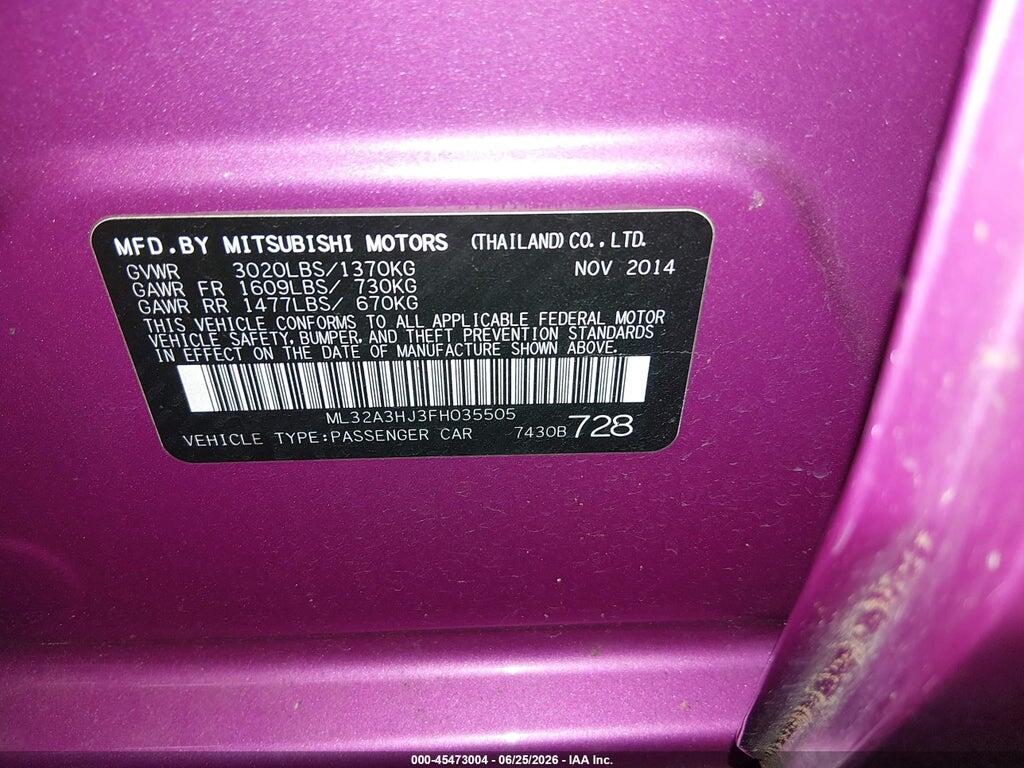 ML32A3HJ3FH035505 2015 MITSUBISHI MIRAGE photo no. 9