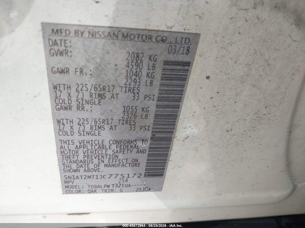 5N1AT2MT1JC775172 2018 NISSAN ROGUE photo no. 9